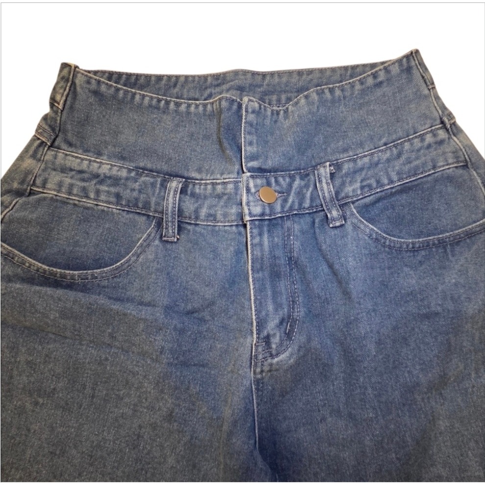 High Waisted Denim Bermuda Shorts Size S Blue Cotton Blend — image 5 of 7